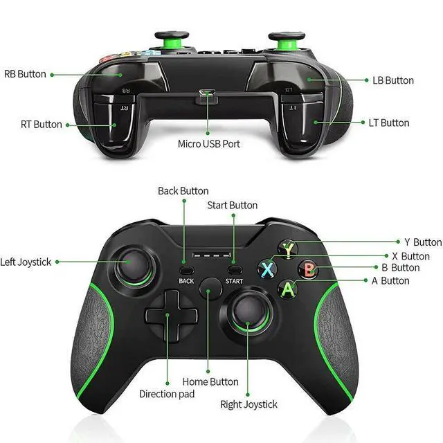 Alt view image 6 of 7 - Wireless Controller For Microsoft Xbox One S / X / E / Windows 7 8 10 11 PC 2.4G - Black