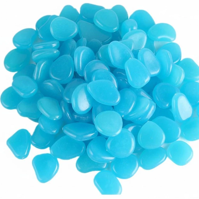 Main image of 300PCS Glow in The Dark Pebbles Garden Glowing Rocks Fish Tank Luminous Stones - Lake Blue
