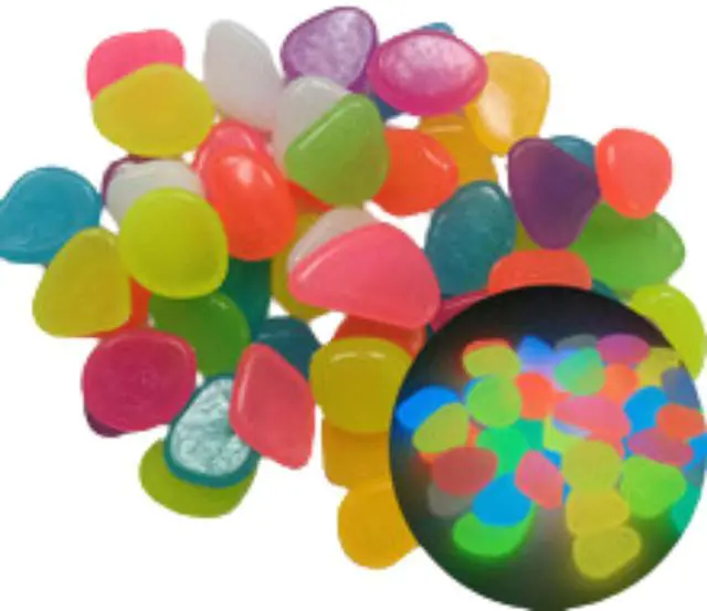 Main image of 300PCS Glow in The Dark Pebbles Garden Glowing Rocks Fish Tank Luminous Stones - Mixed Color