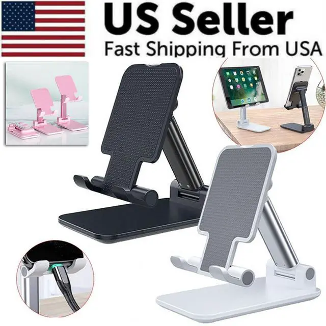 Alt view image 3 of 7 - Adjustable Cell Phone Tablet Stand Desktop Holder Mount Mobile Phone iPad iPhone - Pink