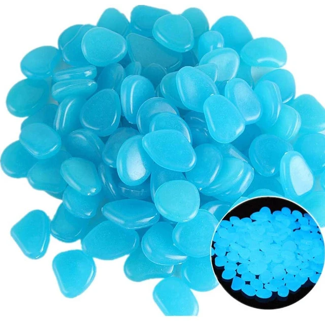Alt view image 2 of 3 - 300PCS Glow in The Dark Pebbles Garden Glowing Rocks Fish Tank Luminous Stones - Lake Blue