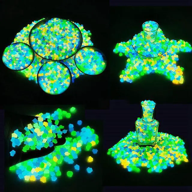 Alt view image 2 of 3 - 300PCS Glow in The Dark Pebbles Garden Glowing Rocks Fish Tank Luminous Stones - Blue and Green