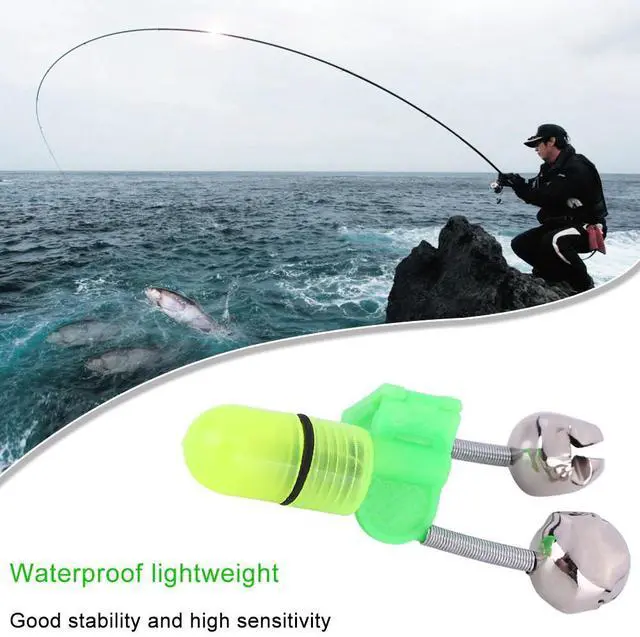 Alt view image 7 of 7 - 10/40 PC LED Night Fishing Bite Bait Alarm 2 Bells Light Rod Tip Clip Alert Ring - 20 Pack