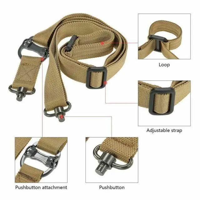 Alt view image 6 of 7 - Retro Tactical Adjust Quick Detach QD 1 2 Point Multi Mission 1.2" Rifle Sling - Black