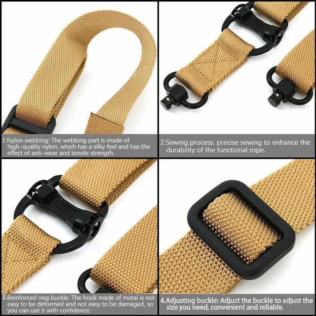 Alt view image 5 of 7 - Retro Tactical Adjust Quick Detach QD 1 2 Point Multi Mission 1.2" Rifle Sling - Black