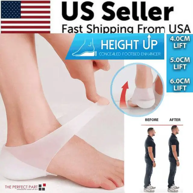 Alt view image 2 of 7 - Concealed Footbed Enhancers Invisible Height Increase Silicone Insoles Pads USA - 5CM Lift