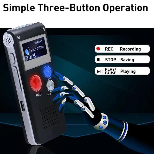 Alt view image 4 of 7 - Lecture Digital Voice Recorder Dictaphone Audio MP3 Sound Mini Spy Recorder Mic - 8GB