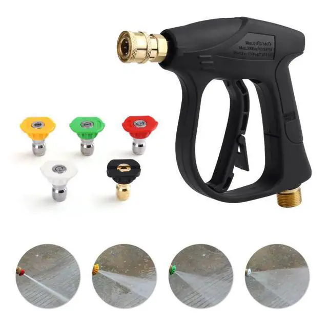 Alt view image 4 of 7 - 1/4" High Pressure Washer Gun 4000 PSI Car Wash Foam Spray Short Wand w/ Nozzle - 5 Nozzle Tips Only