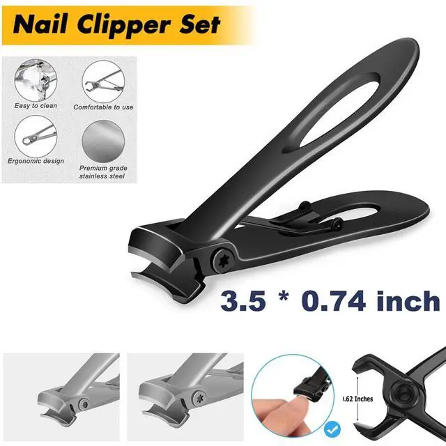 Alt view image 4 of 7 - Extra Large Toe Nail Clippers For Thick Hard Nails Cutter Heavy Duty Stainless - Small Black