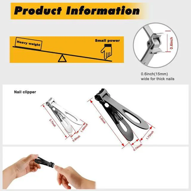 Alt view image 7 of 7 - Extra Large Toe Nail Clippers For Thick Hard Nails Cutter Heavy Duty Stainless - Small Black