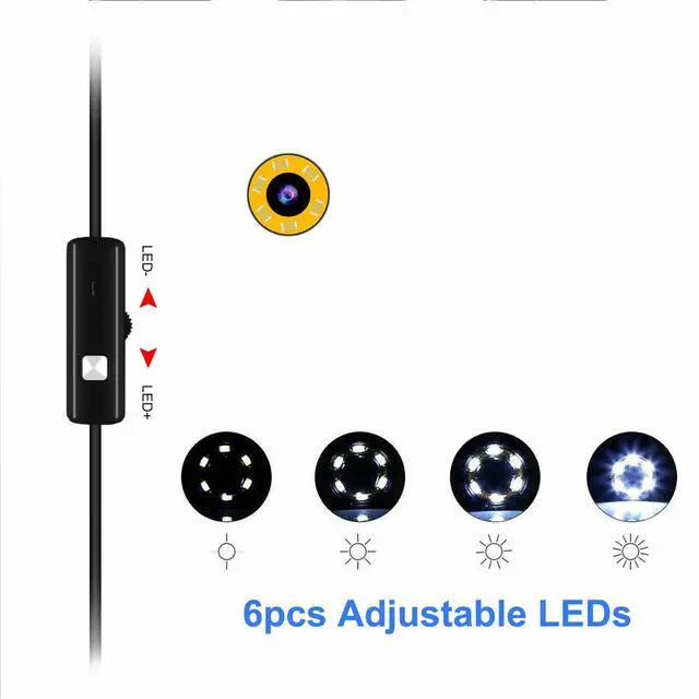 Alt view image 4 of 7 - 6LED USB Snake Endoscope Borescope HD Inspection Camera Scope For Android Type C - 1M - 3.2 Feet