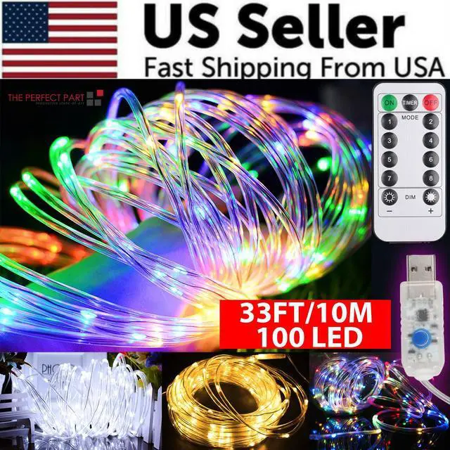 Alt view image 3 of 7 - 33FT 100 LED Strip Rope Light Tube String Outdoor Garden Party Decoration Lights - Warm White