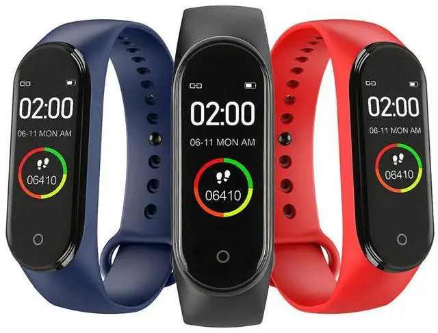 Alt view image 6 of 7 - M4 Smart Watch Band Blood Pressure Bracelet Wristband Fitness Tracker Heart Rate - Blue