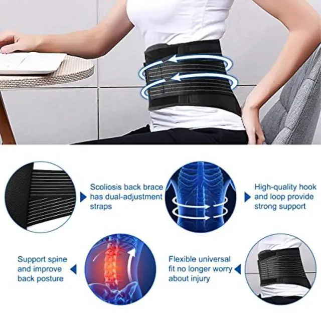 Alt view image 3 of 7 - Lower Back Support Brace Lumbar Waist Belt Double Pull Breathable Belt Men Women - XL