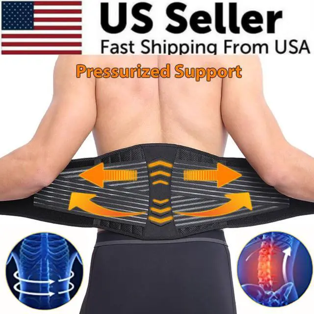 Alt view image 2 of 7 - Lower Back Support Brace Lumbar Waist Belt Double Pull Breathable Belt Men Women - XL