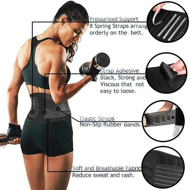 Alt view image 4 of 7 - Lower Back Support Brace Lumbar Waist Belt Double Pull Breathable Belt Men Women - XL