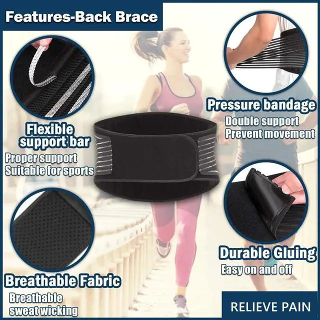 Alt view image 5 of 7 - Lower Back Support Brace Lumbar Waist Belt Double Pull Breathable Belt Men Women - XL