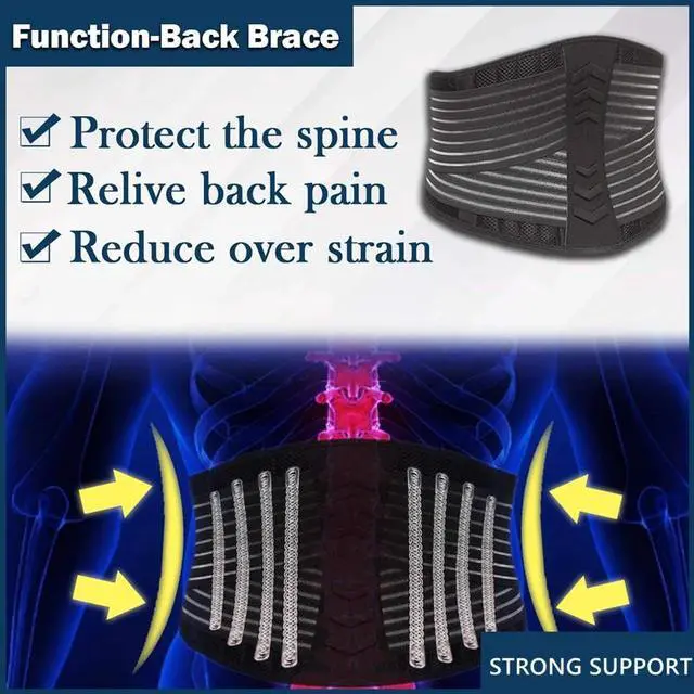 Alt view image 6 of 7 - Lower Back Support Brace Lumbar Waist Belt Double Pull Breathable Belt Men Women - XL
