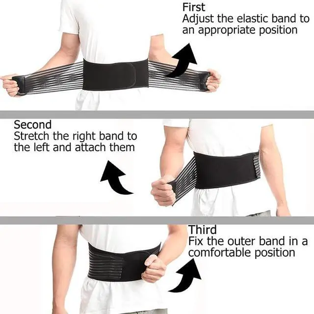 Alt view image 7 of 7 - Lower Back Support Brace Lumbar Waist Belt Double Pull Breathable Belt Men Women - XL