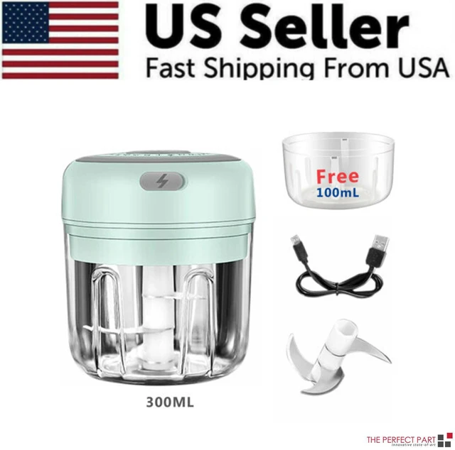 Alt view image 2 of 7 - Electric 300ML Garlic Press Chopper Chili Onion Fruits Meat Mincer Blender Mixer - Green