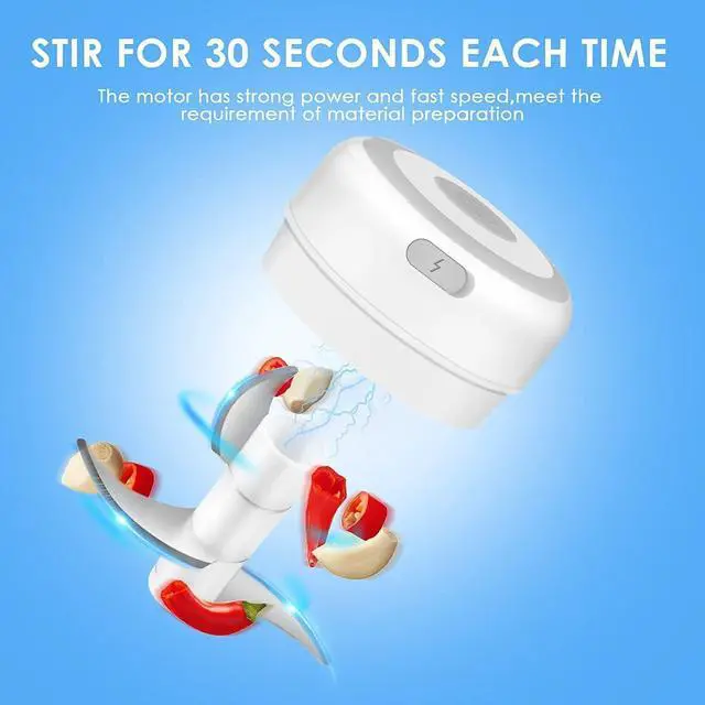 Alt view image 5 of 7 - Electric 300ML Garlic Press Chopper Chili Onion Fruits Meat Mincer Blender Mixer - White