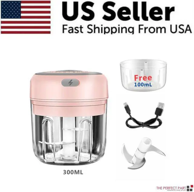Alt view image 2 of 7 - Electric 300ML Garlic Press Chopper Chili Onion Fruits Meat Mincer Blender Mixer - Pink