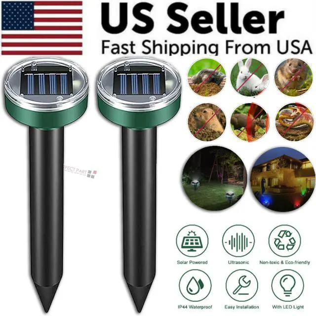Alt view image 3 of 7 - Solar Power Animal Ultrasonic Repellent Mice Gopher Mole Pest Snake Repeller LED - Without LED