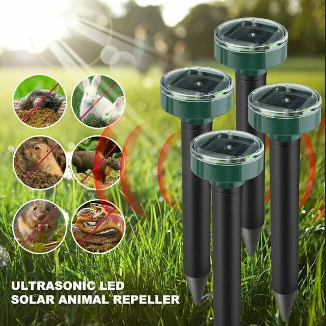 Alt view image 4 of 7 - Solar Power Animal Ultrasonic Repellent Mice Gopher Mole Pest Snake Repeller LED - Without LED