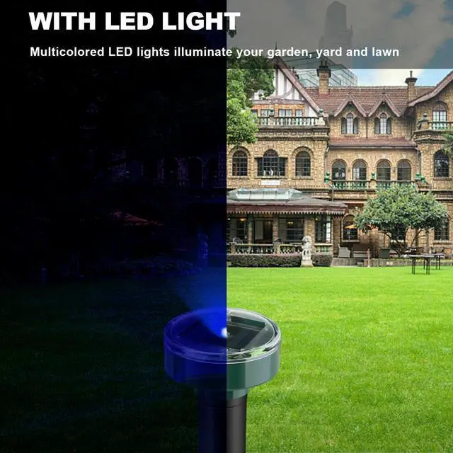 Alt view image 5 of 7 - Solar Power Animal Ultrasonic Repellent Mice Gopher Mole Pest Snake Repeller LED - Without LED