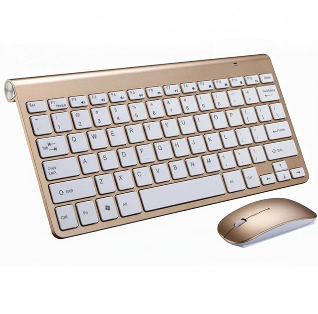 Main image of Mini Wireless Keyboard And Mouse Set Waterproof 2.4G For Mac Apple PC Computer - Gold