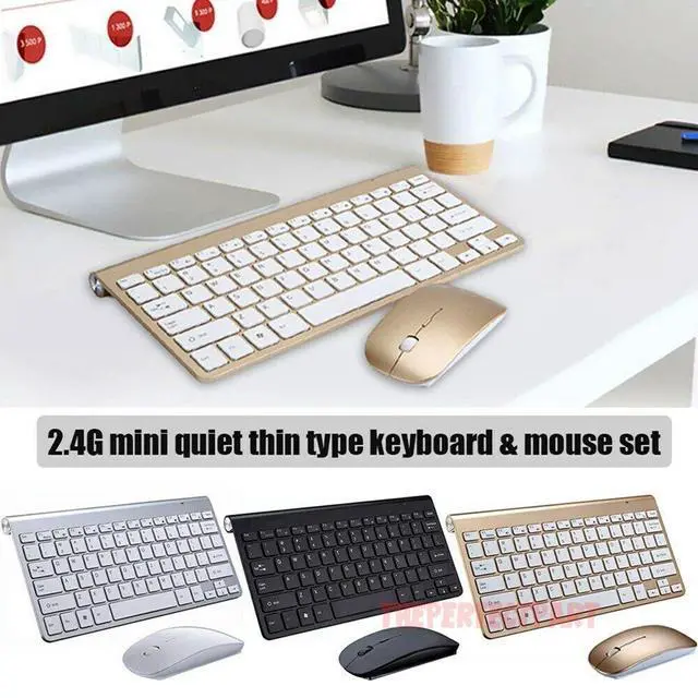 Alt view image 3 of 7 - Mini Wireless Keyboard And Mouse Set Waterproof 2.4G For Mac Apple PC Computer - Black