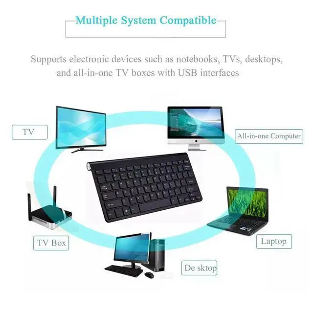 Alt view image 7 of 7 - Mini Wireless Keyboard And Mouse Set Waterproof 2.4G For Mac Apple PC Computer - Black