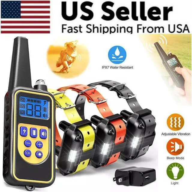 Alt view image 3 of 7 - 3000 FT Dog Training US Collar Rechargeable Remote Shock PET Waterproof Trainer - For 3 Dogs