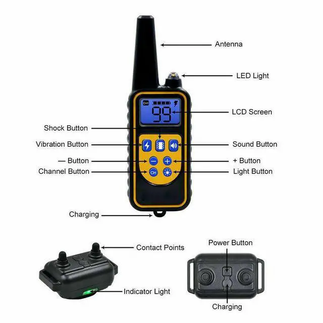 Alt view image 4 of 7 - 3000 FT Dog Training US Collar Rechargeable Remote Shock PET Waterproof Trainer - For 3 Dogs