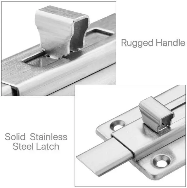 Alt view image 6 of 7 - 2Pcs Stainless Steel Latch Sliding Silver Doors Lock Keyless Door Bolt For Doors - 2 Inch