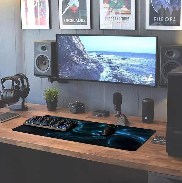 Alt view image 4 of 7 - Extended Gaming Mouse Pad Desk Keyboard Mat Large Size 800MM X 300MM 31x12 - Galaxy