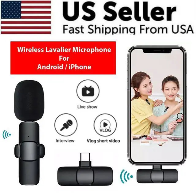 Alt view image 2 of 7 - Lavalier Microphone Wireless Audio Video Recording Mini Mic For Android/iPhone - For iPhone