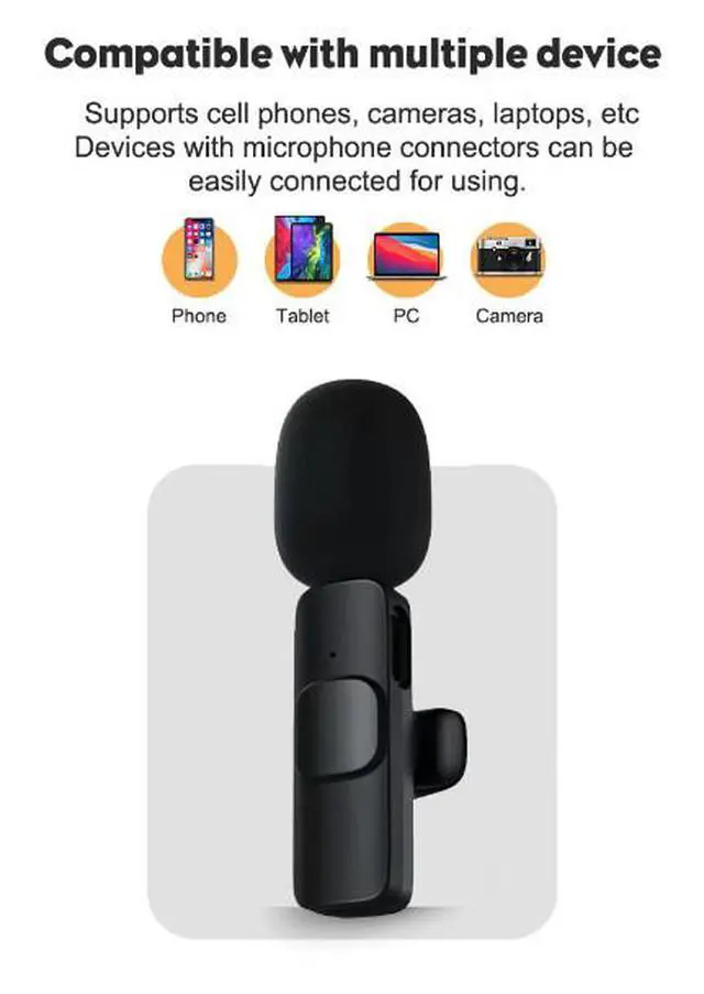 Alt view image 5 of 7 - Lavalier Microphone Wireless Audio Video Recording Mini Mic For Android/iPhone - For iPhone