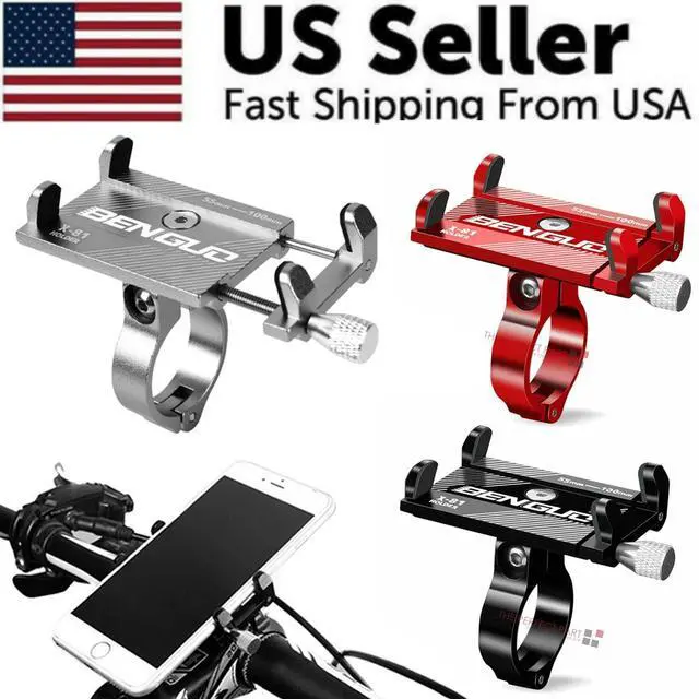Alt view image 3 of 7 - Aluminum Motorcycle Bike Bicycle Holder Mount Handlebar For Cell Phone GPS US - Red