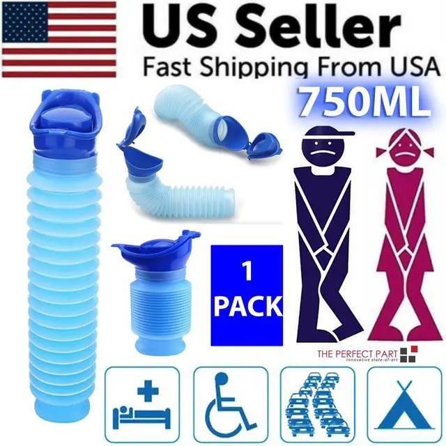 Alt view image 2 of 7 - Male Female Portable Urinal Travel Camping Car Toilet Pee Bottle Emergency Kit - 1 Pack