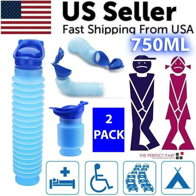 Alt view image 2 of 7 - Male Female Portable Urinal Travel Camping Car Toilet Pee Bottle Emergency Kit - 2 Pack
