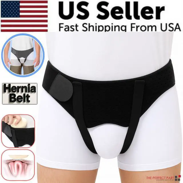 Alt view image 2 of 7 - Hernia Support Belt Men Truss For Inguinal With 2 Removable Compression Pads US - M