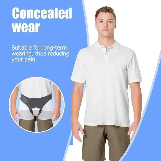 Alt view image 3 of 7 - Hernia Support Belt Men Truss For Inguinal With 2 Removable Compression Pads US - M