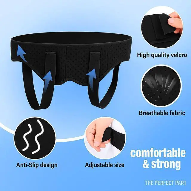 Alt view image 4 of 7 - Hernia Support Belt Men Truss For Inguinal With 2 Removable Compression Pads US - M