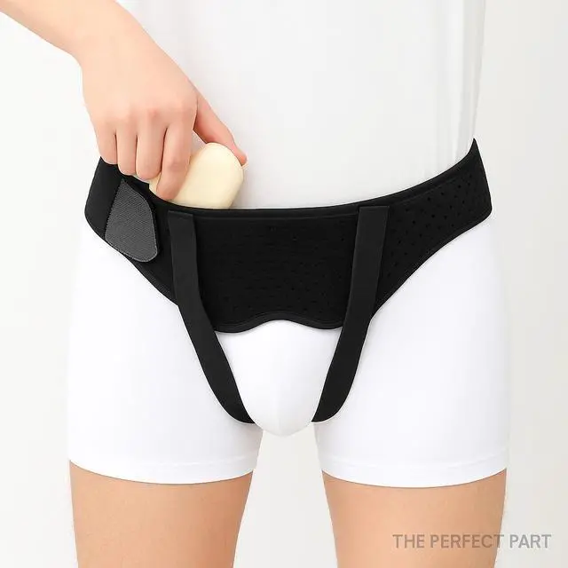 Alt view image 7 of 7 - Hernia Support Belt Men Truss For Inguinal With 2 Removable Compression Pads US - M
