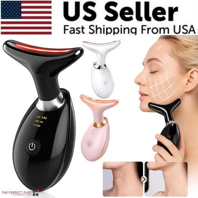 Alt view image 3 of 7 - Neck Face Lifting Massager Skin Tighten Device LED Anti Wrinkle Double Chin US - White