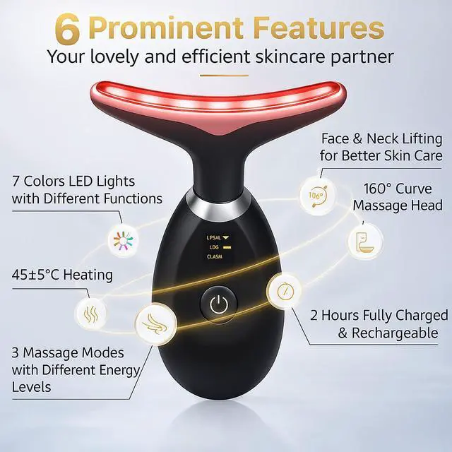 Alt view image 4 of 7 - Neck Face Lifting Massager Skin Tighten Device LED Anti Wrinkle Double Chin US - White