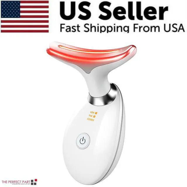 Alt view image 2 of 7 - Neck Face Lifting Massager Skin Tighten Device LED Anti Wrinkle Double Chin US - White