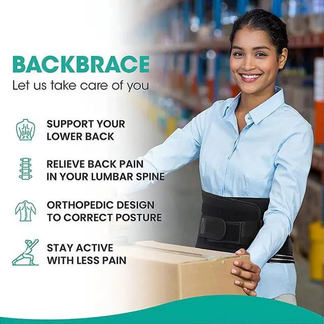 Alt view image 5 of 7 - Adjustable Lower Back Brace Lumbar Support Waist Belt For Men Women Pain Relief - M