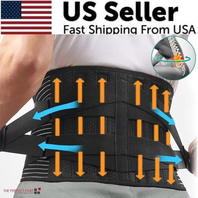 Alt view image 2 of 7 - Adjustable Lower Back Brace Lumbar Support Waist Belt For Men Women Pain Relief - M